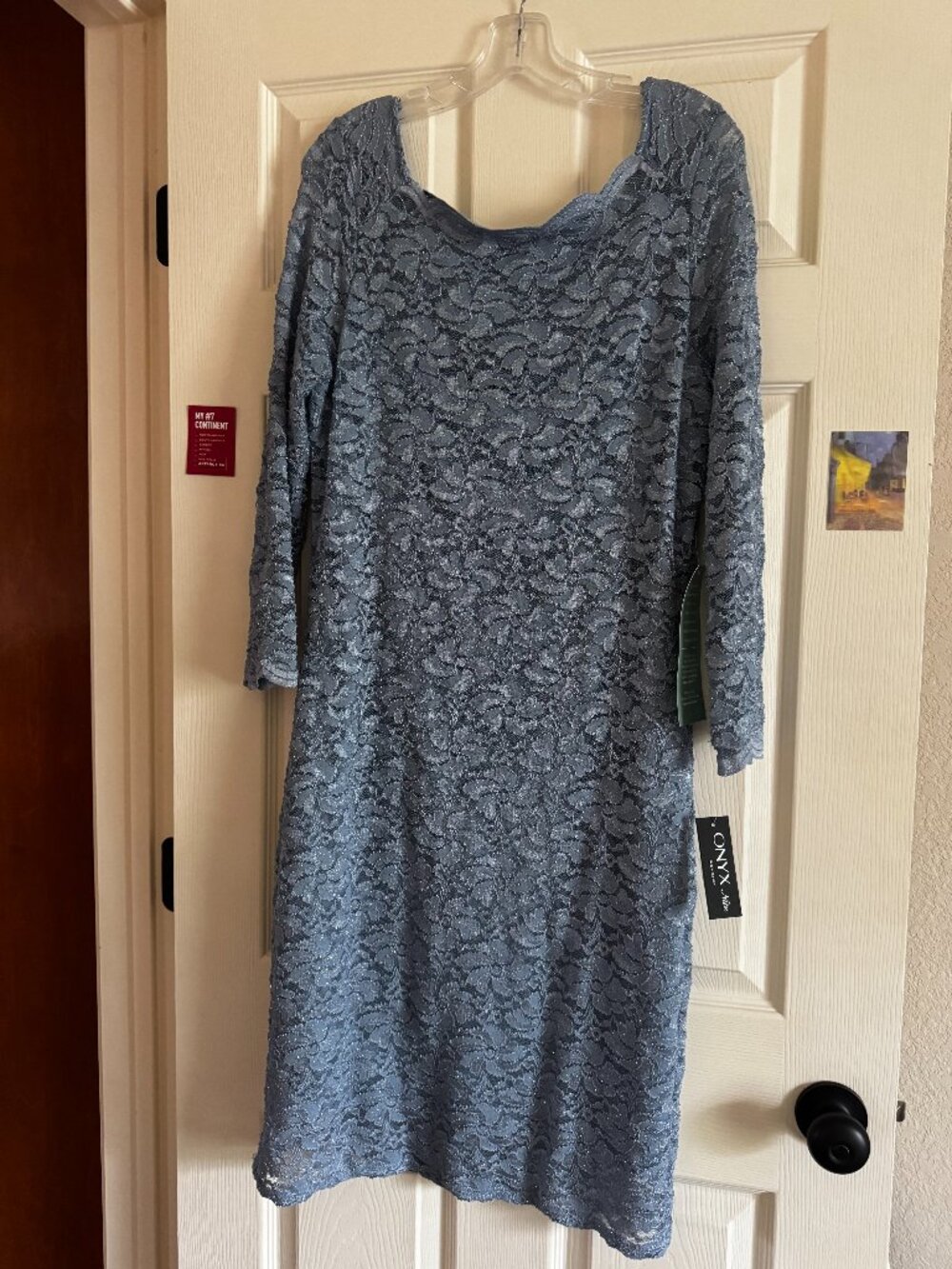 sz 16 powder blue sparkle cocktail dress by Onyx - NWT